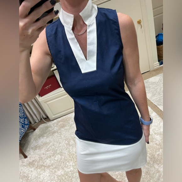 Sail To Sable Navy White Sleeveless V-Neck Dress - Picture 4 of 7